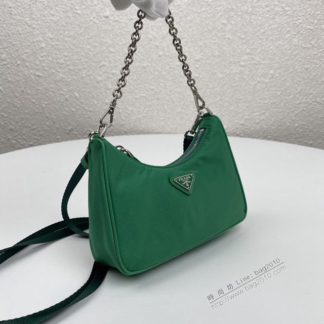 prada女包 普拉達新款mini Hobo綠色手拎包 1TT122 Prada單肩斜挎包 Prada三合一腋下包  pyd2359